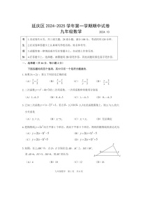 2024北京延庆初三上学期期中数学试卷