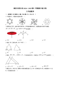 南京市联合体2024-2025八年级上学期期中数学试卷及答案