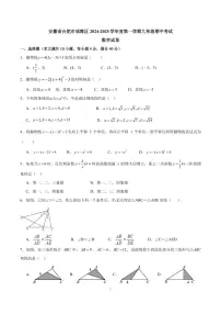 安徽合肥瑶海区2024年上学期九年级期中考试数学试卷（含答案）