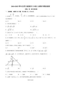 2024年北师大版八年级上册期中检测模拟数学试题（原卷版+解析版）