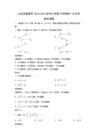 山东省淄博市2023-2024学年七年级下学期第一次月考数学试卷(解析版)