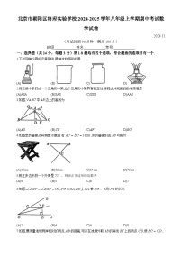 北京市朝阳区将府实验学校2024-2025学年八年级上学期期中考试数学试卷(无答案)