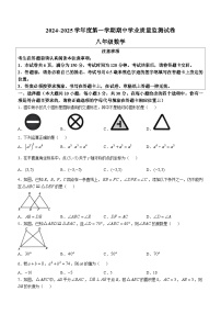 江苏省南通市2024-2025学年八年级上学期11月期中数学试题(无答案)