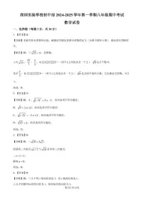 深圳实验学校初中部2024-2025学年上学期八年级期中考试数学试卷（解析版）
