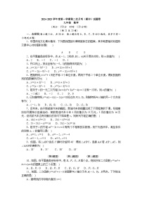 2024-2025（上）第二次月考（期中）-九年级-数学-试卷 湘教版