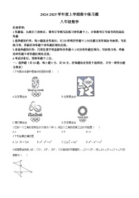 湖北省荆门市沙洋县2024—-2025学年八年级上学期期中练习数学试题(无答案)