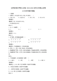江苏省徐州市树人学校2023-2024学年七年级上学期10月月考数学试卷
