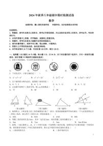 2024 年秋季长郡集团八年级期中限时检测数学试卷