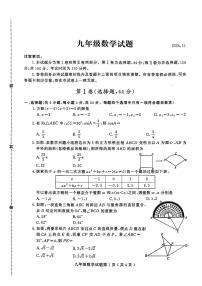 山东省潍坊市诸城市2024-2025学年九年级上学期11月期中考试数学试题+答案