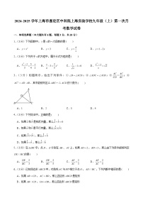 2024-2025学年上海市嘉定区中科院上海实验学校九年级（上）第一次月考数学试卷（含解析）