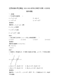 江苏省扬州市江都区2023-2024学年七年级下学期3月月考数学试卷(解析版)