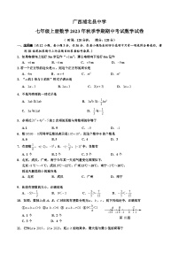 广西钦州市浦北县中学2023年秋季七年级上册数学期中考试数学试卷（含答案）