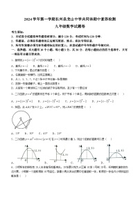 浙江省湖州市长兴县2024-2025学年九年级上学期11月期中考试数学试题(无答案)