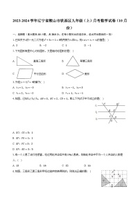 2023-2024学年辽宁省鞍山市铁西区九年级（上）月考数学试卷（10月份）（含解析）