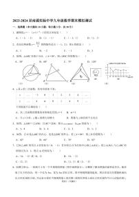 江苏省南通市实验中学2023-2024学年上学期九年级数学期末模拟测试卷