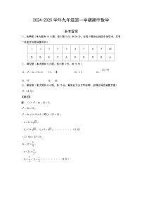 山东省菏泽市鄄城县2024－2025学年上学期九年级数学期中试题