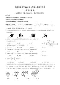 重庆市荣昌初级中学2024～2025学年九年级上学期期中考试数学试卷（含答案）