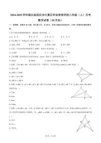 2024～2025学年湖北省武汉市江夏区华宜寄宿学校八年级（上）月考数学试卷（10月份）（含答案）