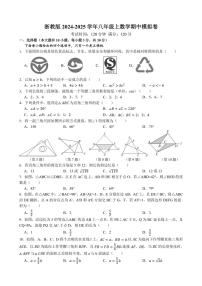 浙教版2024～2025学年八年级上数学期中模拟卷（1～3章）（含解析）