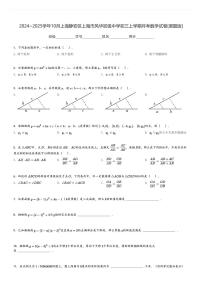 2024～2025学年10月上海静安区上海市风华初级中学初三上学期月考数学试卷[原题+解析版]