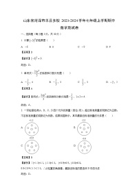 山东省菏泽市单县多校2023-2024学年七年级上学期期中测数学试卷（解析版）