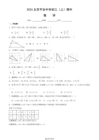 2024北京平谷中学初三上学期期中数学试卷