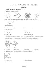 湖北潜江联考协作体2023-2024学年八年级上学期月考数学试题