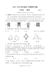 江苏省扬州市仪征市2024-2025学年八年级上学期11月期中数学试题