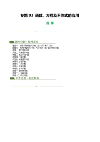 2025年中考数学二轮培优练习专题03 函数、方程及不等式的应用（2份，原卷版+解析版）