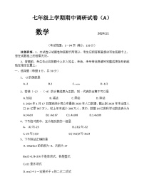 河南省安阳市林州市姚村镇第一初级中学2024-2025学年七年级上学期期中调研数学试卷（A卷）