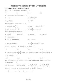 湖北武汉部分学校2023-2024学年七年级上学期月考数学试题