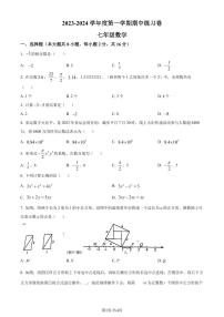江苏南京联合体2023-2024学年七年级上学期期中数学试题