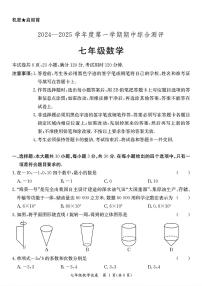 广东省河源市紫金县2024-2025学年上学期期中考试七年级数学试卷