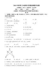 福建省泉州市安溪县2024～2025学年八年级上学期期中数学试卷（含答案）