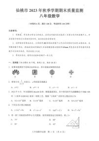 湖北省仙桃市2023—2024学年八年级上学期期末考试数学试题（图片版无答案）