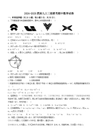 湖北省武汉市武昌区三校联考2024-2025学年九年级上学期期中考试数学试卷