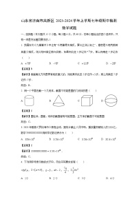 山东省济南市高新区2023-2024学年上学期七年级期中检测数学试卷（解析版）