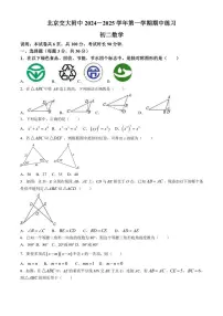 北京交通大学附属中学2024—2025学年八年级上学期期中数学试卷 （含答案）