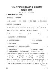 湖南省岳阳市岳阳县2024～2025学年九年级(上)期中数学试卷(含答案)