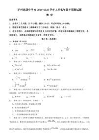 四川省泸州市江阳区四川省泸州高级中学校2024～2025学年七年级上学期11月期中考试数学试题（含答案）