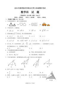 福建泉州培元中学2024年八年级上学期11月期中考试数学试题+答案