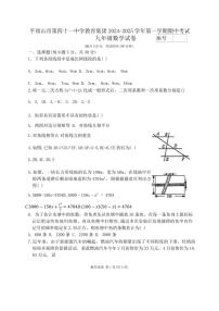 河南省平顶山市第四十一中学教育集团2024～2025学年九年级(上)期中数学试卷(含答案)