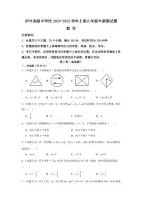 四川省泸州高级中学校2024～2025学年九年级(上)期中数学试卷(含答案)