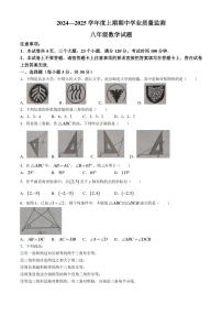 河南省漯河市临颍县2024～2025学年八年级(上)期中数学试卷(含答案)