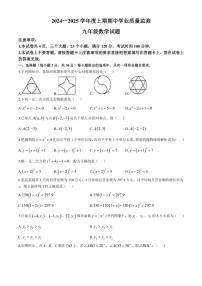 河南省信阳市息县2024～2025学年九年级(上)期中数学试卷(含答案)