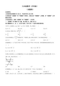 安徽省滁州市第五中学2024—2025学年九年级(上)期中数学试卷(含答案)