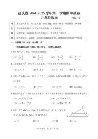 2024北京延庆初三（上）期中数学   无答案试题