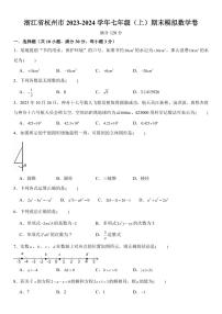 浙江省杭州市2023-2024学年七年级（上）期末模拟数学卷（原卷版+解析版）