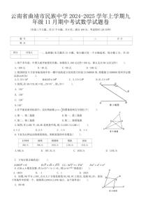 云南省曲靖市民族中学2024～2025学年九年级(上)期中数学试卷(含答案)