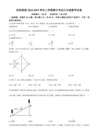 福建省泉州市四校联盟2024～2025学年九年级(上)期中联考数学试卷(含答案)